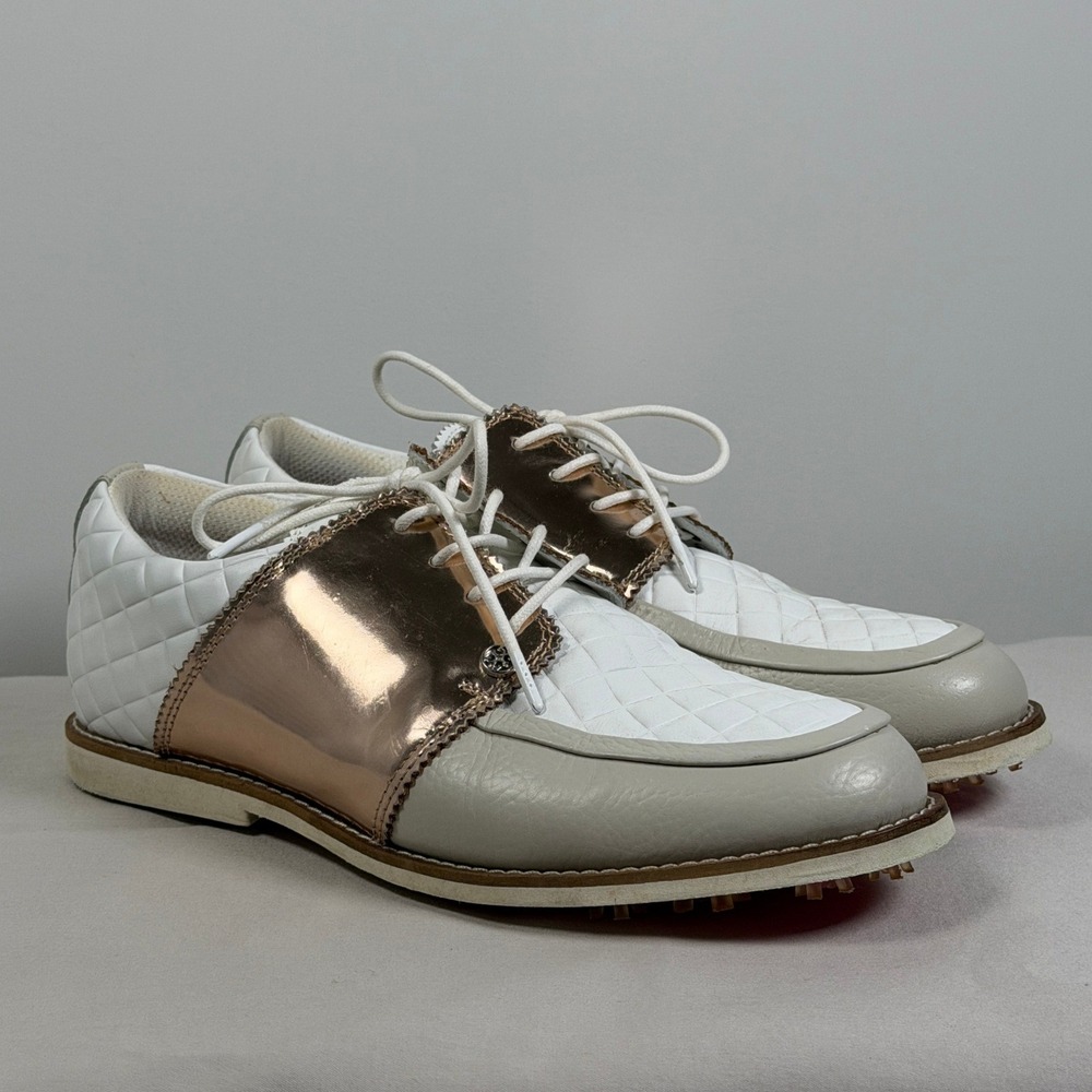 G/FORE Gallivanter Rose Gold Quilted Leather Oxford Golf Shoes Womens 8.5